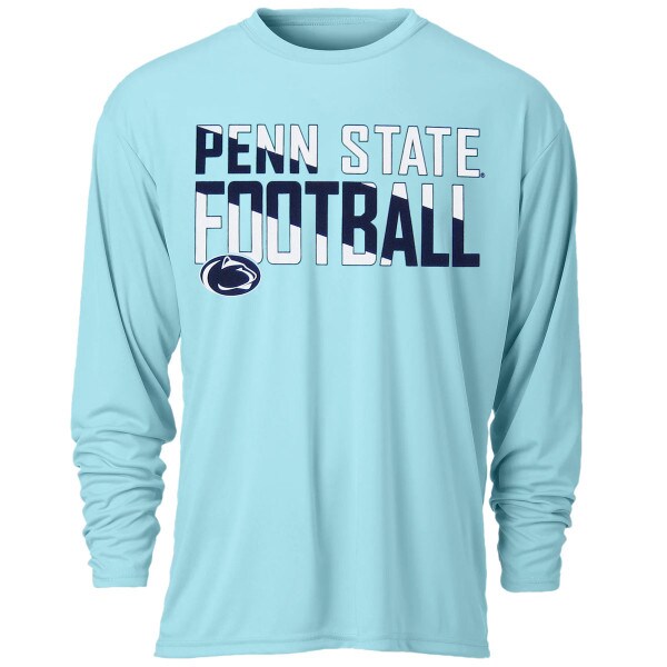 light blue long sleeve t-shirt with Penn State Football and Athletic Logo